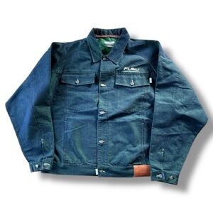Vintage FUBU The Collection 5XL Green Blue Twill Jacket Oversized Streetwear